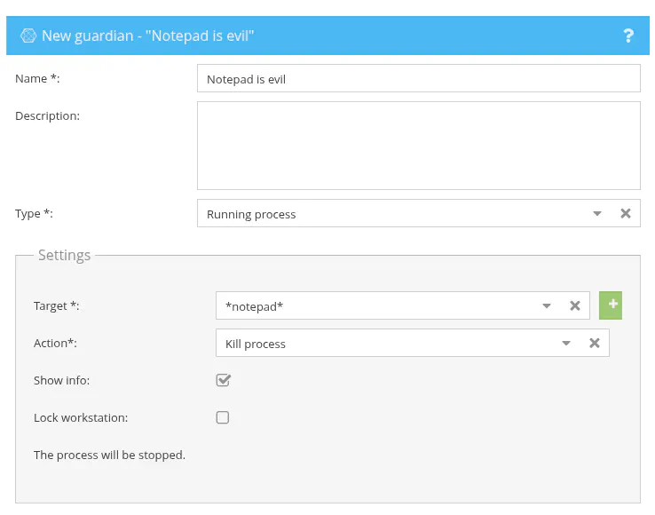 A guardian which kills notepad