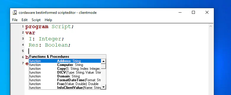 The Cordaware bestinformed script editor