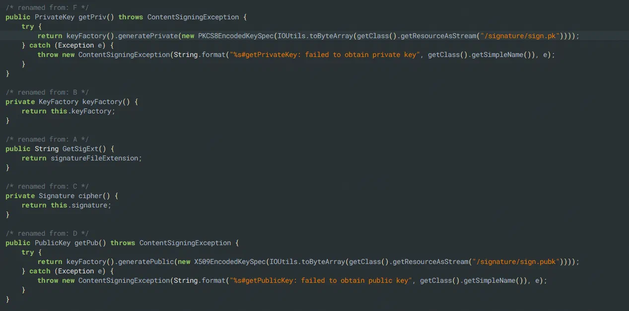 The Lucerne application containing both public and private keys
