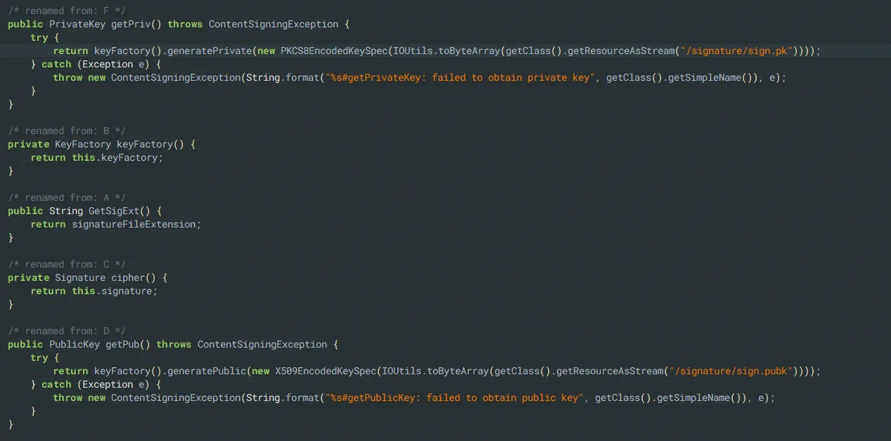 The Lucerne application containing both public and private keys